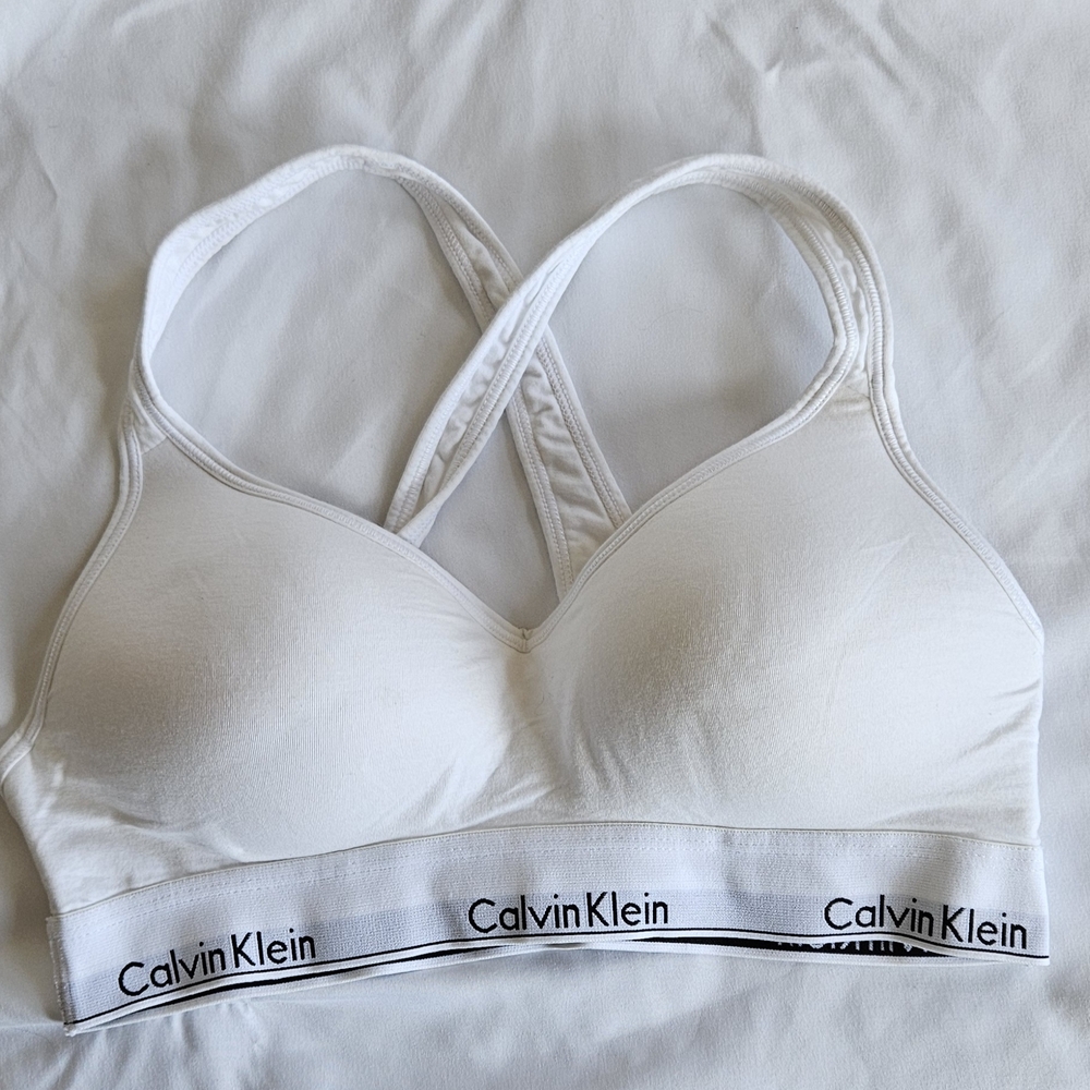 Calvin Klein White Cross-Back Bralette